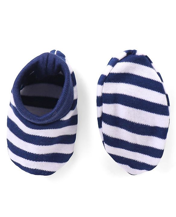 Babyhug 100% Cotton Knit Full Sleeves  Booties Striped &  Dino Printed Onesie with Leggings Pair of Mittens & Booties - Red
