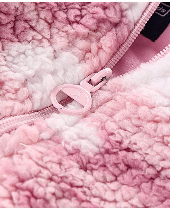 Pine Kids Woven Full Sleeves Hooded Fur Sweatjacket with Kangaroo Pockets Camouflage Print - Pink