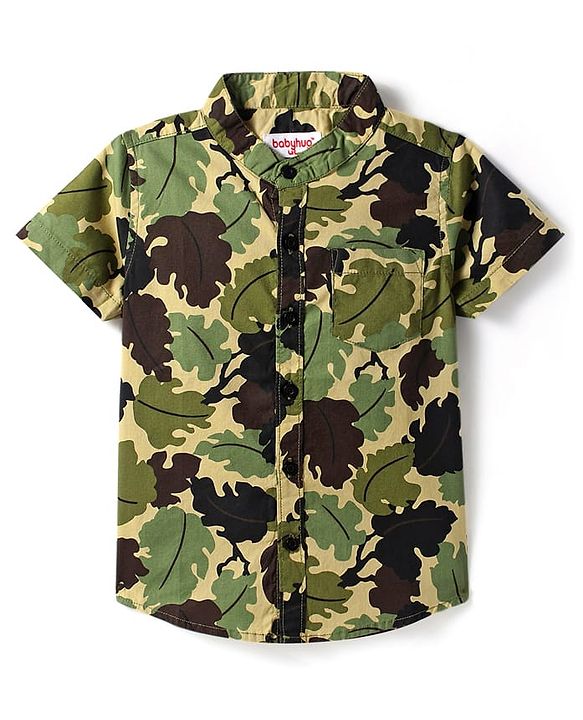 Babyhug Cotton Knit Full Sleeves Tropical Theme Printed Shirt - Green