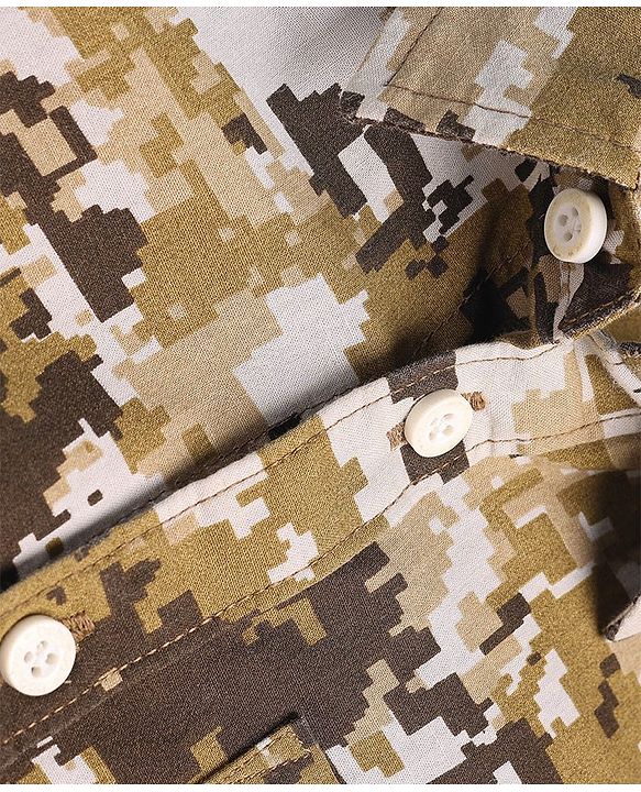 Babyhug Cotton Woven Half Sleeves Camouflage Printed Shirt - Brown & White