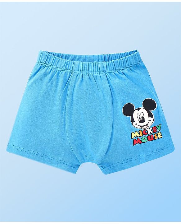 Babyhug Disney Cotton Knit Briefs with Striped &  Mickey Mouse Graphics Pack of 3 - Light Blue & White
