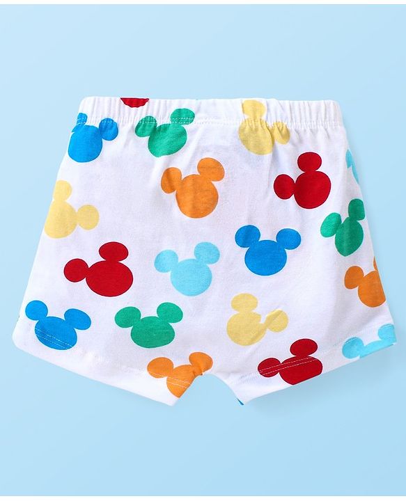 Babyhug Disney Cotton Knit Briefs with Striped &  Mickey Mouse Graphics Pack of 3 - Light Blue & White