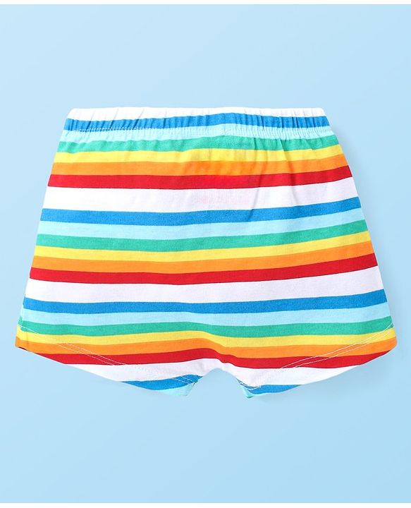 Babyhug Disney Cotton Knit Briefs with Striped &  Mickey Mouse Graphics Pack of 3 - Light Blue & White