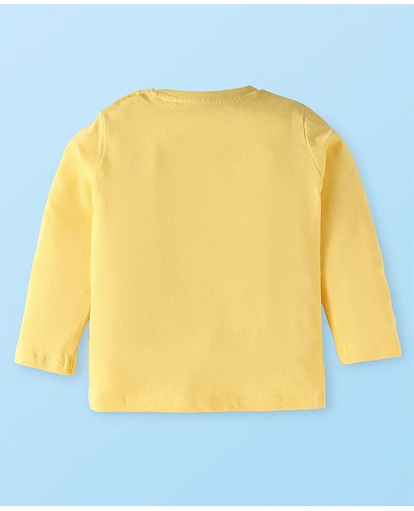 Babyhug Disney Single Jersey Knit Full Sleeves Mickey Mouse Printed T-Shirt &  Full Length Dungaree - White & Yellow