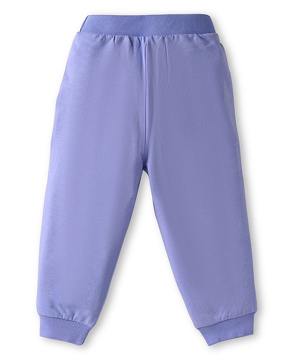 Babyhug Disney Single Jersey Knit Full Sleeves Top & Joggers Set With Minnie Mouse Graphics & Functional Bag Applique - Pink & Lavender