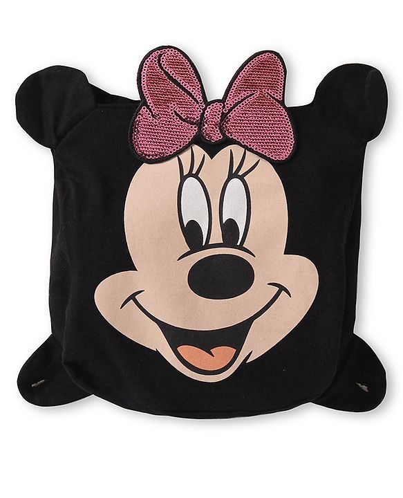 Babyhug Disney Single Jersey Knit Full Sleeves Top & Joggers Set With Minnie Mouse Graphics & Functional Bag Applique - Pink & Lavender
