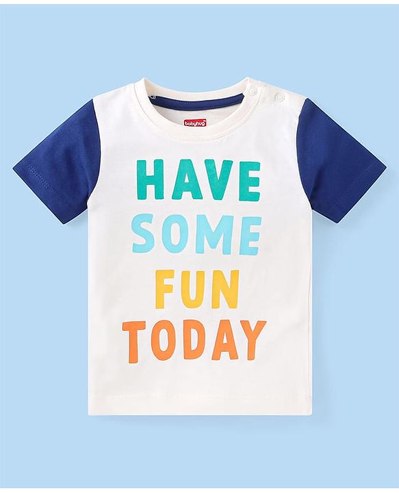 Babyhug Terry Knit Full Sleeves Tropical Theme & Text  Printed Hooded Sweatjacket & Lounge Pant with T-Shirt - Navy Blue