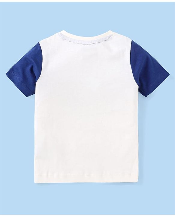 Babyhug Terry Knit Full Sleeves Tropical Theme & Text  Printed Hooded Sweatjacket & Lounge Pant with T-Shirt - Navy Blue