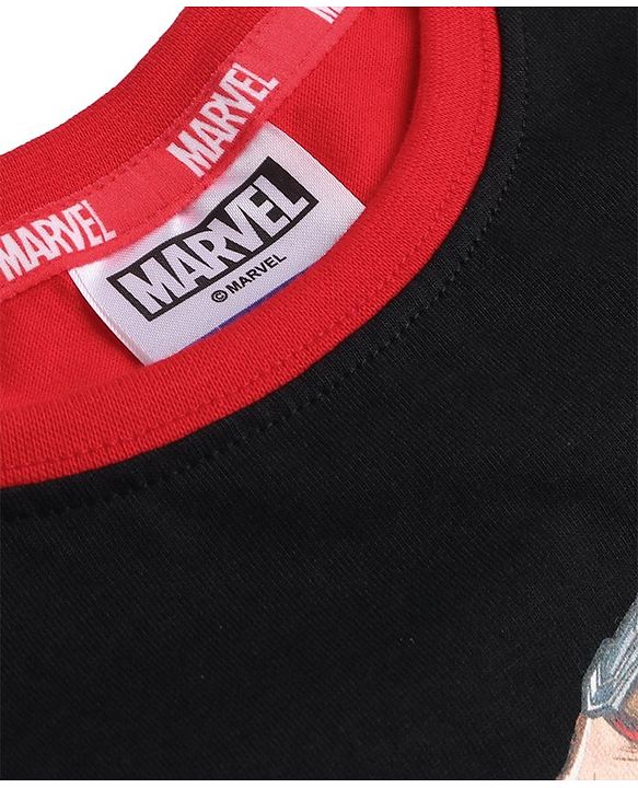 Pine Kids Marvel Cotton Knit Half Sleeves T-Shirt with Thor Print - Black & Red