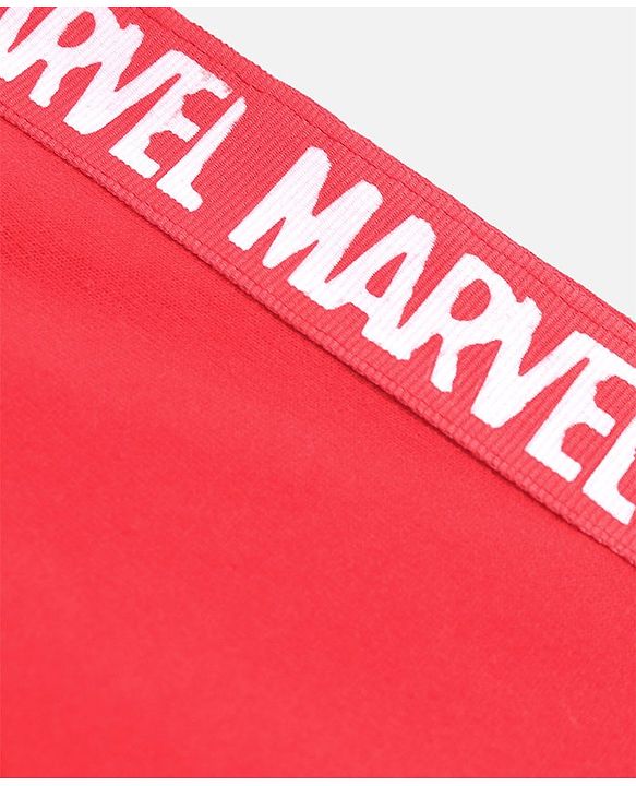 Pine Kids Marvel Cotton Terry Knit Full Length Lounge Pants With Text Puff Print and Tape Detailing - Red