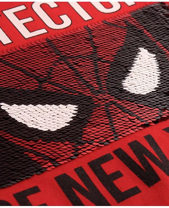 Pine Kids Marvel Cotton Knit Half Sleeves T-Shirt With Spiderman Graphics - Red