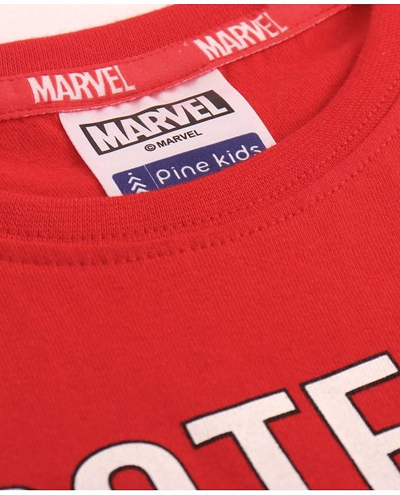 Pine Kids Marvel Cotton Knit Half Sleeves T-Shirt With Spiderman Graphics - Red