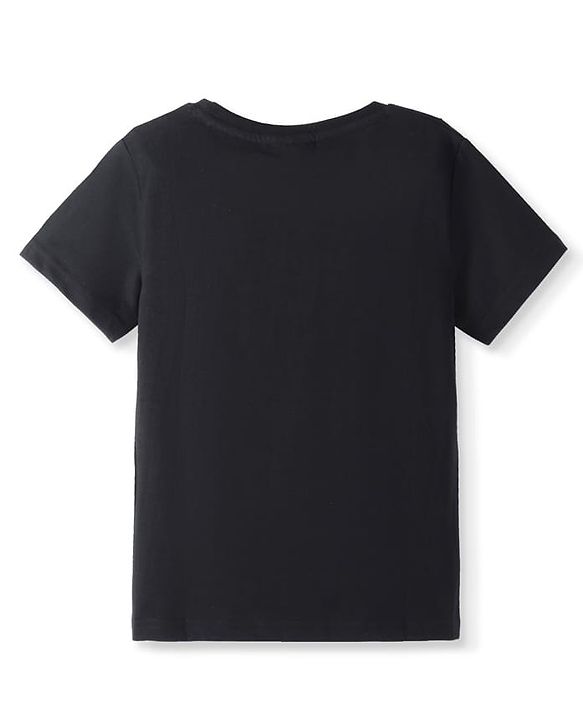 Pine Kids Marvel Cotton Knit Half Sleeves Oversized T-Shirt with Spider Man Graphics & Reversible Sequins - Black