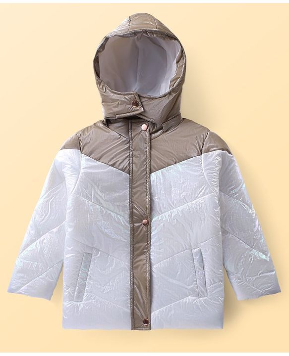 Pine Kids Full Sleeves Cut and Sew Jacket Solid Colour With Detachable Hood - Gold