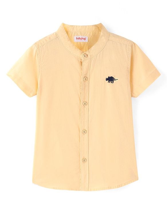 Babyhug Cotton Woven Half Sleeves Solid Color Shirt - Peach