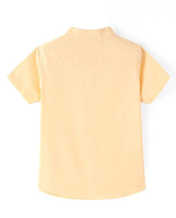 Babyhug Cotton Woven Half Sleeves Solid Color Shirt - Peach