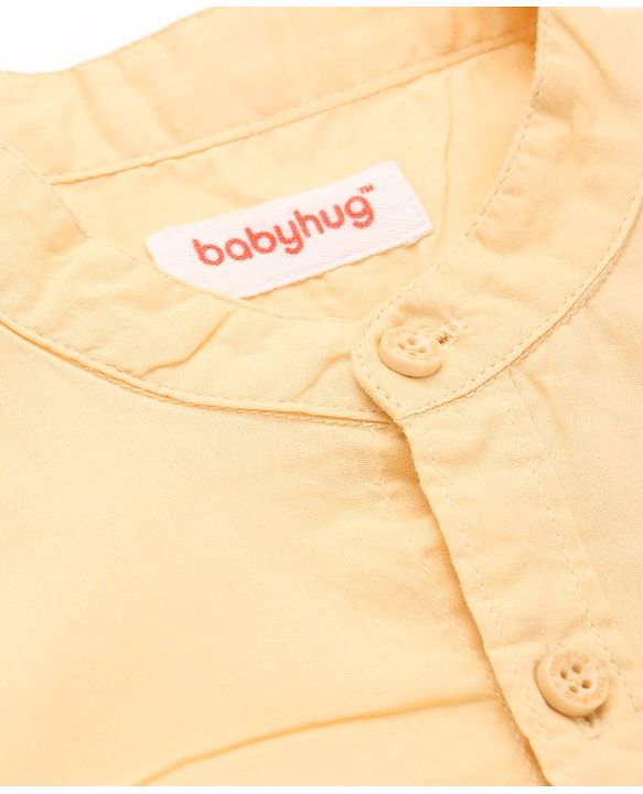 Babyhug Cotton Woven Half Sleeves Solid Color Shirt - Peach