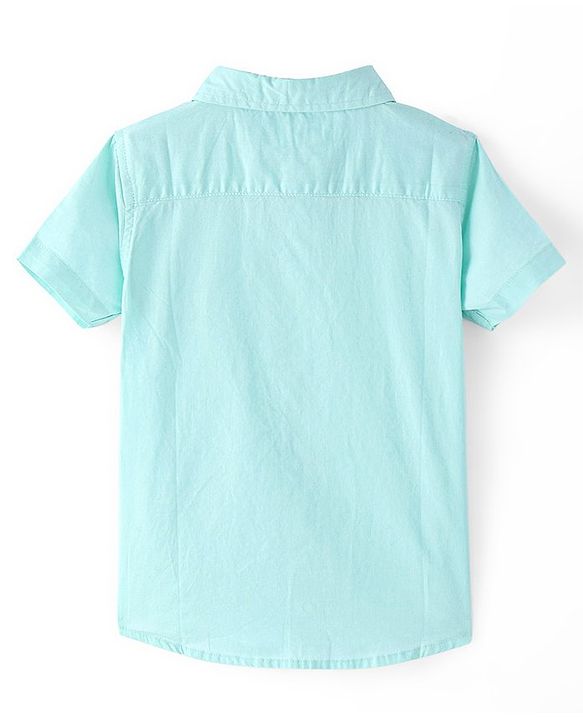 Babyhug Cotton Woven Half Sleeves Shirt with Fox Print - Light Blue