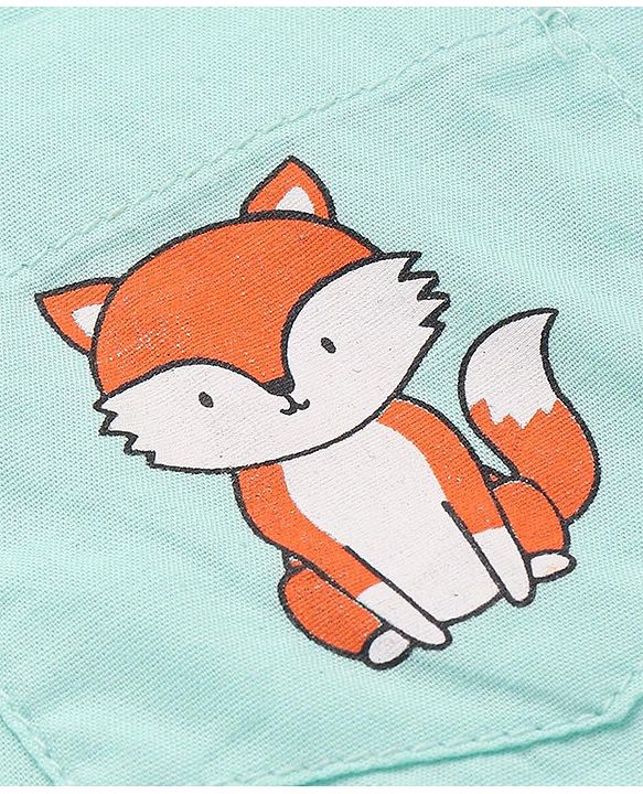 Babyhug Cotton Woven Half Sleeves Shirt with Fox Print - Light Blue