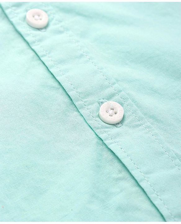 Babyhug Cotton Woven Half Sleeves Shirt with Fox Print - Light Blue