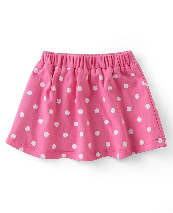 Babyhug Disney Interlock Knit Half Sleeves Onesies & Skirt with Minnie Mouse Graphics & Polka Dot Print  - Blue & Pink