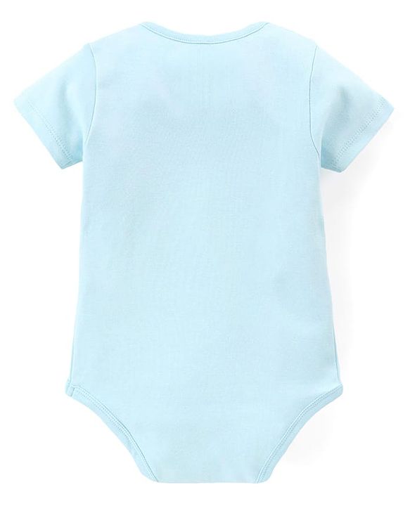 Babyhug Disney Interlock Knit Half Sleeve Minnie Mouse Graphic Onesies with Polka Dot Print Skirt - Blue
