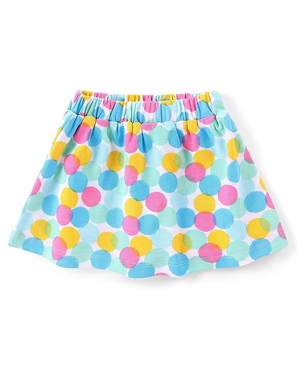 Babyhug Disney Interlock Knit Half Sleeve Minnie Mouse Graphic Onesies with Polka Dot Print Skirt - Blue