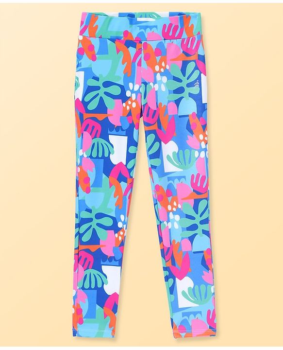 Pine Active Knit Full Length Super Stretch Leggings With Abstract Print - Multicolor