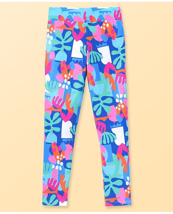 Pine Active Knit Full Length Super Stretch Leggings With Abstract Print - Multicolor