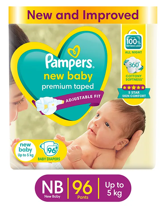 Pampers Active Baby Taped Style Diaper Pants (New Born XS) 96 Pieces