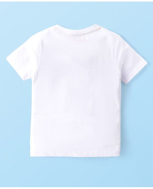 Babyhug Cotton Knit Half Sleeves Striped T-Shirt & Tie-Dye Shorts Set - White