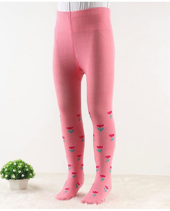Cute Walk by Babyhug Antibacterial Footie Tights with Floral Design - Pink