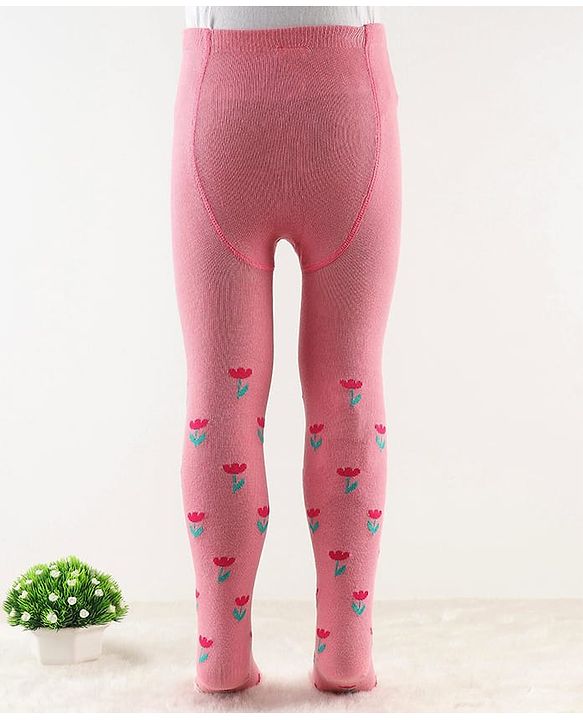 Cute Walk by Babyhug Antibacterial Footie Tights with Floral Design - Pink