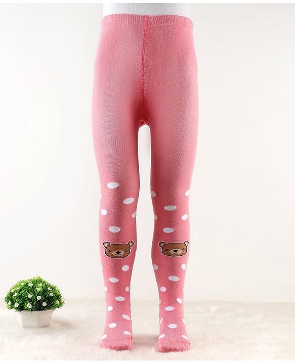Cute Walk by Babyhug Antibacterial Footie Tights with Bear Design - Pink