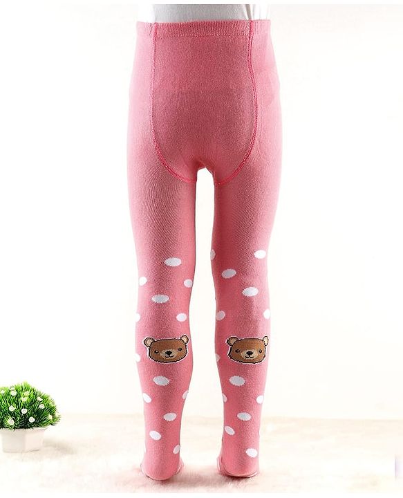 Cute Walk by Babyhug Antibacterial Footie Tights with Bear Design - Pink