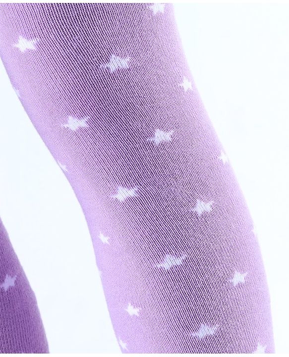 Cute Walk by Babyhug Antibacterial Footie Tights with Star Design - Lavender