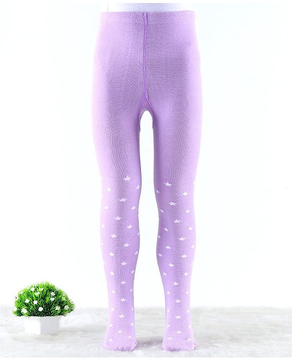 Cute Walk by Babyhug Antibacterial Footie Tights with Star Design - Lavender