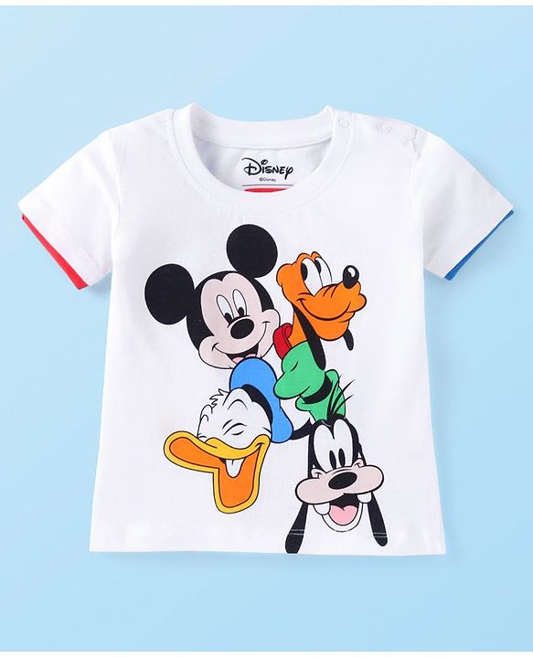 Babyhug Disney  Half Sleeves T-shirt With Mickey Mouse Graphics - White