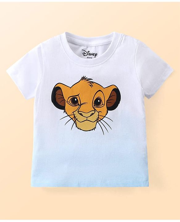 Babyhug Disney Single Jersey Knit Half Sleeves T-Shirt with The Lion King Print and Ombre effect - White