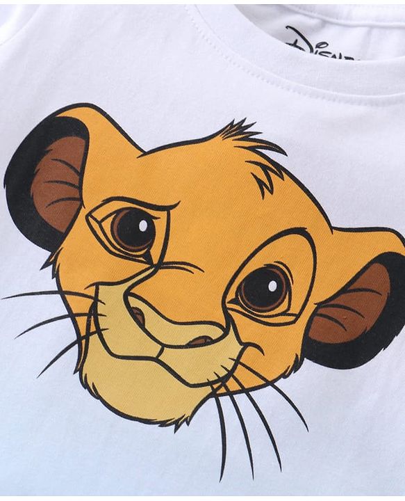 Babyhug Disney Single Jersey Knit Half Sleeves T-Shirt with The Lion King Print and Ombre effect - White