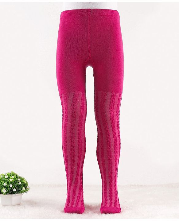 Cute Walk by Babyhug Knit Antibacterial Footed Tights Cable Knit Design - Pink