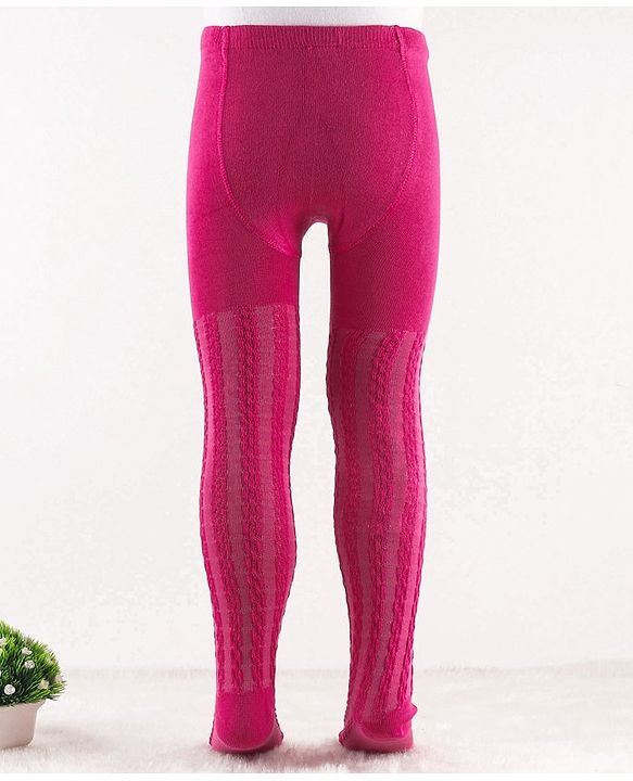 Cute Walk by Babyhug Knit Antibacterial Footed Tights Cable Knit Design - Pink