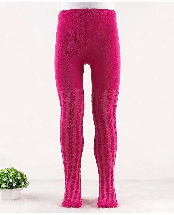 Cute Walk by Babyhug Knit Antibacterial Footed Tights Cable Knit Design  Pink