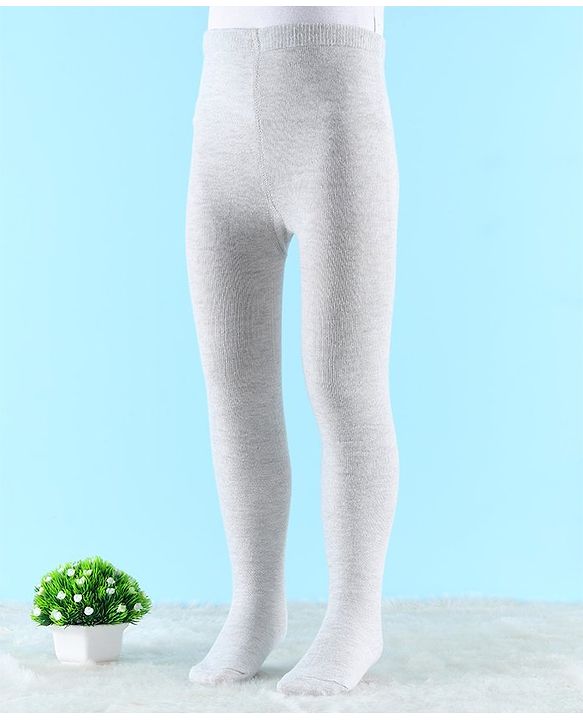 Cute Walk by Babyhug Antibacterial Solid Color Footie Tights - Grey