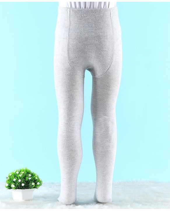 Cute Walk by Babyhug Antibacterial Solid Color Footie Tights - Grey