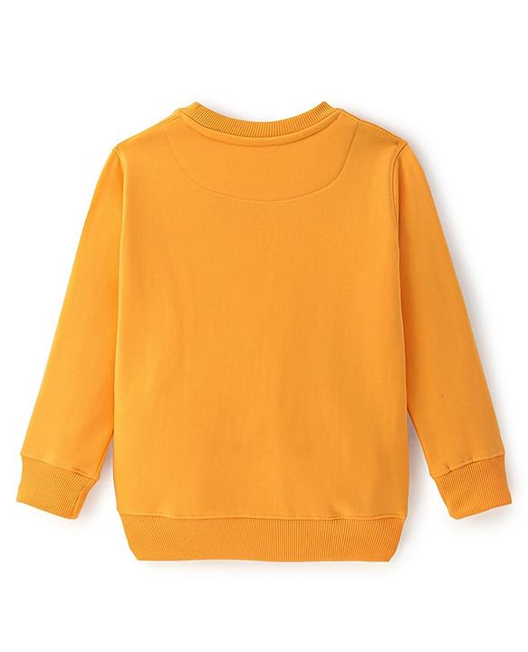 Pine Kids Cotton Knit Full Sleeves Pullover Sweatshirt with Text Print - Mustard