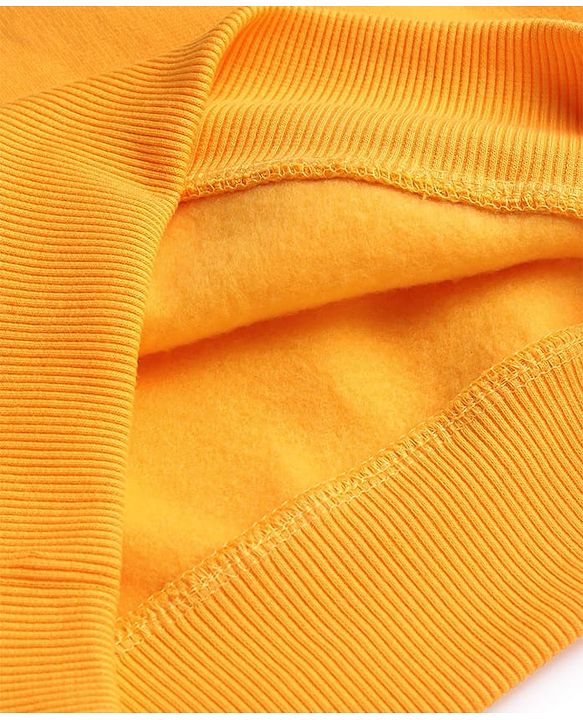 Pine Kids Cotton Knit Full Sleeves Pullover Sweatshirt with Text Print - Mustard