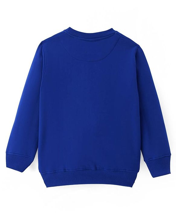 Pine Kids Cotton Knit Full Sleeves Sweatshirt With Text Print - Blue