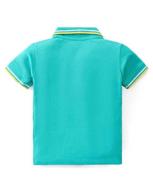 Babyhug Single Jersey Knit Dungaree and Half Sleeves Solid Color T-Shirt Set - Green Blue & White