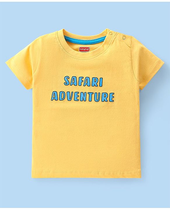 Babyhug Cotton Woven Half Sleeves Shirt With T-Shirt & Denim Shorts Set Safari Adventure Themed - Multicolor